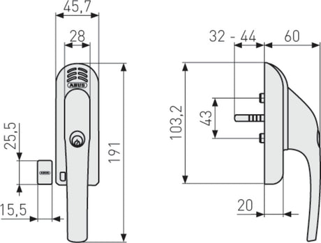 Abschließbarer Fenstergriff FG400A mit Alarmfunktion